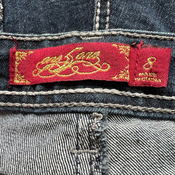 one 5 one Women's Boot Cut Jeans - Dark Blue gem stone decorations on pockets - Picture 8 of 10